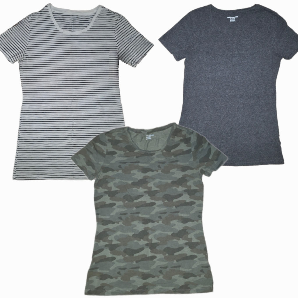 Amazon Crew Neck Short Sleeve Regular Fit Tees - 3 Pack Guc - Ladies Extra Small
